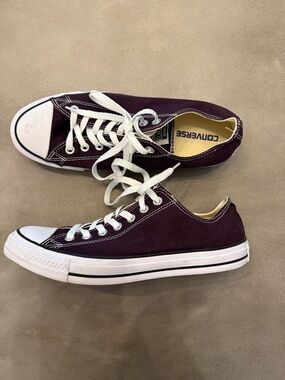😎 Converse Men’s Low Top Canvas Sneakers - Plum with White Accents